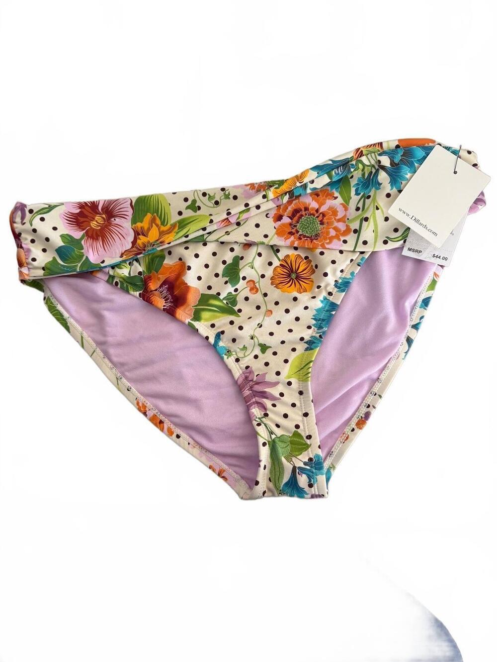 Gibson XL Floral Print Bikini Bottom with Polka Dot Accents